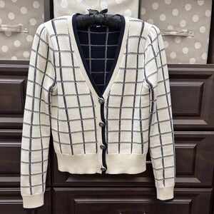 Veronica Beard Checkered Cardigan Sweater